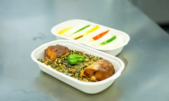 Boiled Yam with Nkontomire Stew